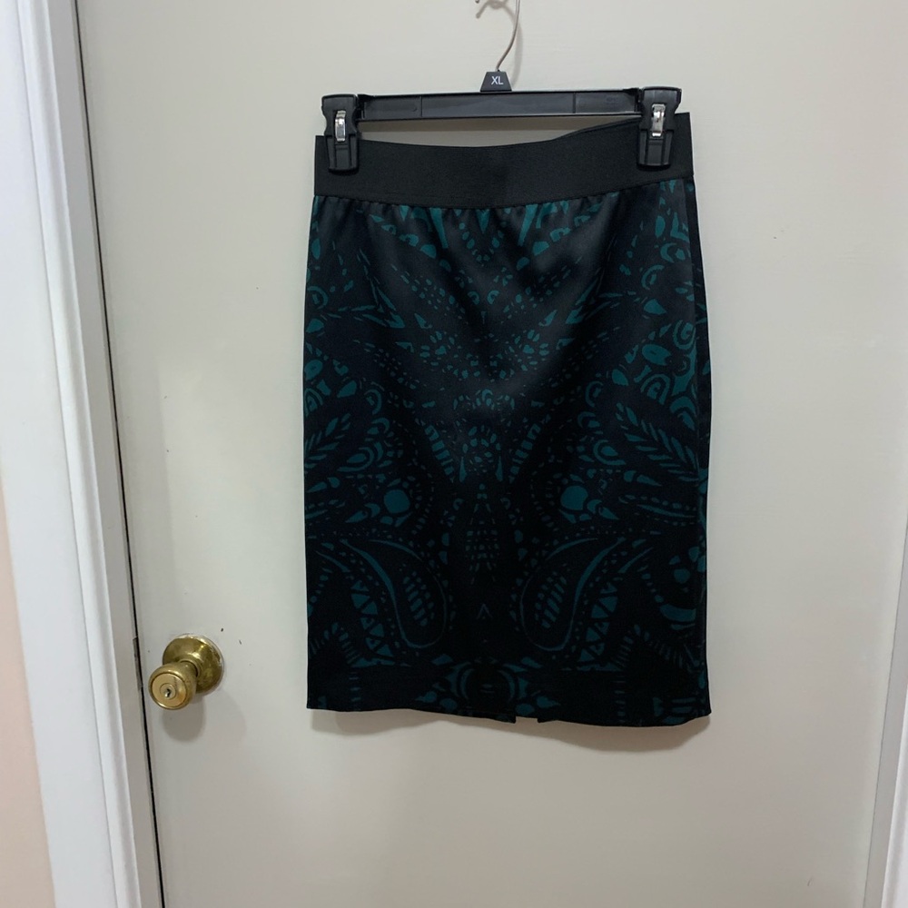Express Black and Teal Pencil Skirt